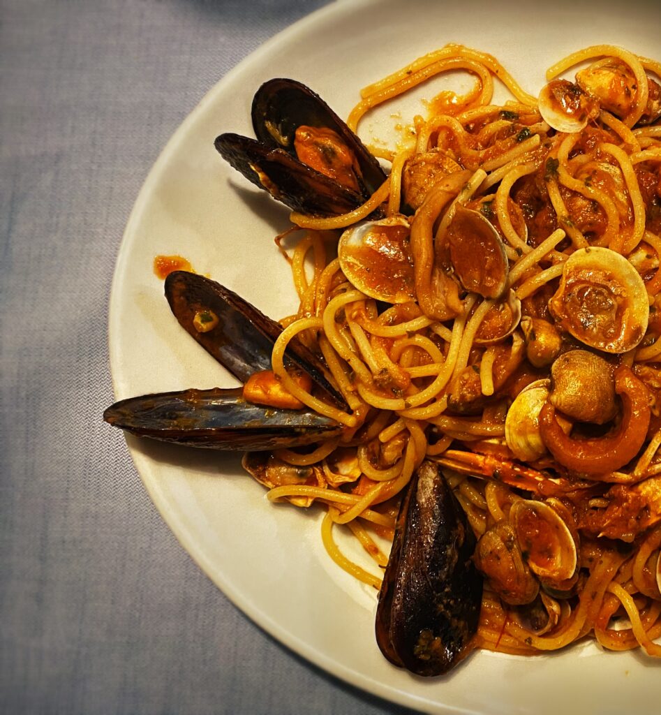 Spaghetti all scoglio Raieü Lavagna Spaghetti all scoglio Raieü Lavagna