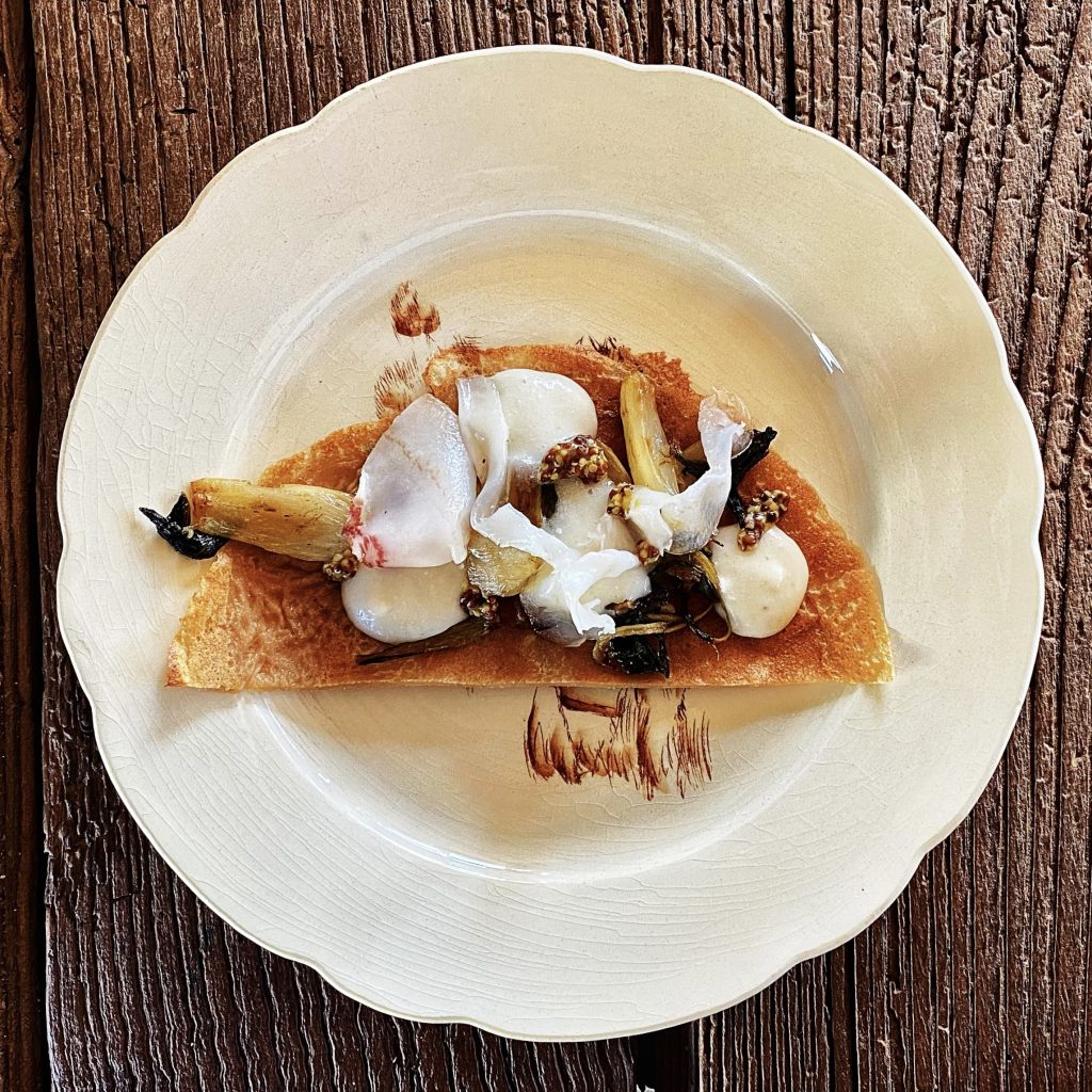 Reis Chiot Martin Taco di castagne e ceci, pak-choy#, lardo#, blu di capra