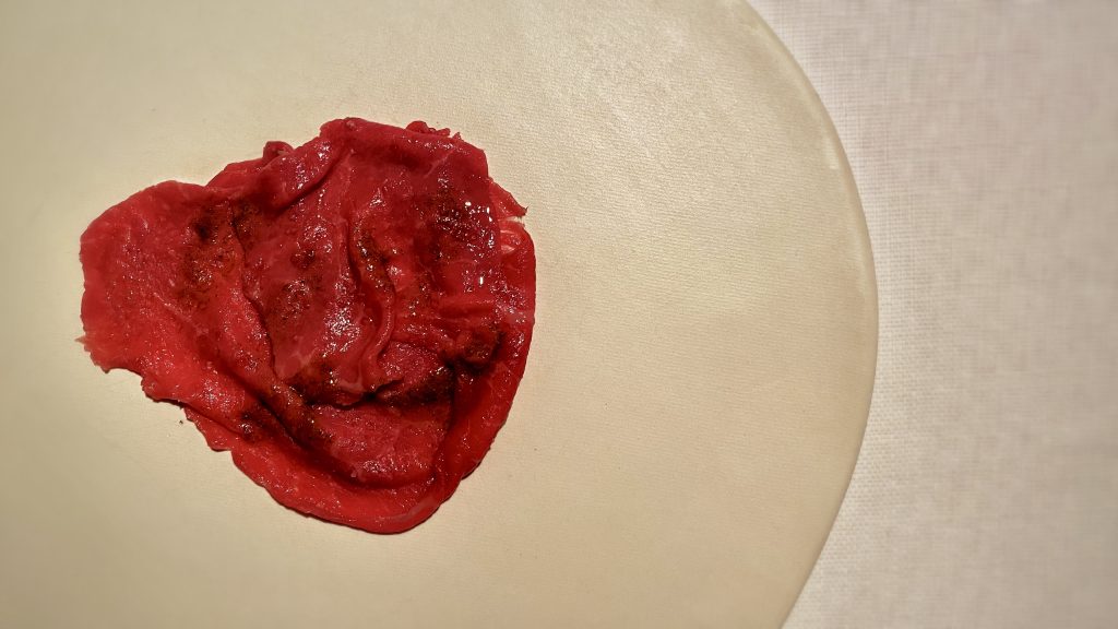 Fesa di vacca friulana, burro alle erbe e purè di patata Argine a Venco